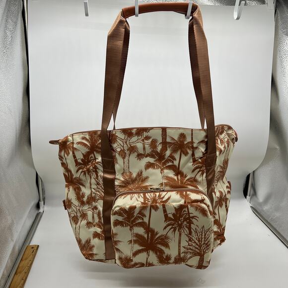 BumbleBella by Jill Martin Foldable Weekender Bags Palm Toile Camel - Picture 2 of 16